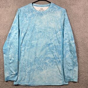 Realtree Long Sleeve Performance Fishing Shirt Ocean Blue Marble Pattern Size‎ S